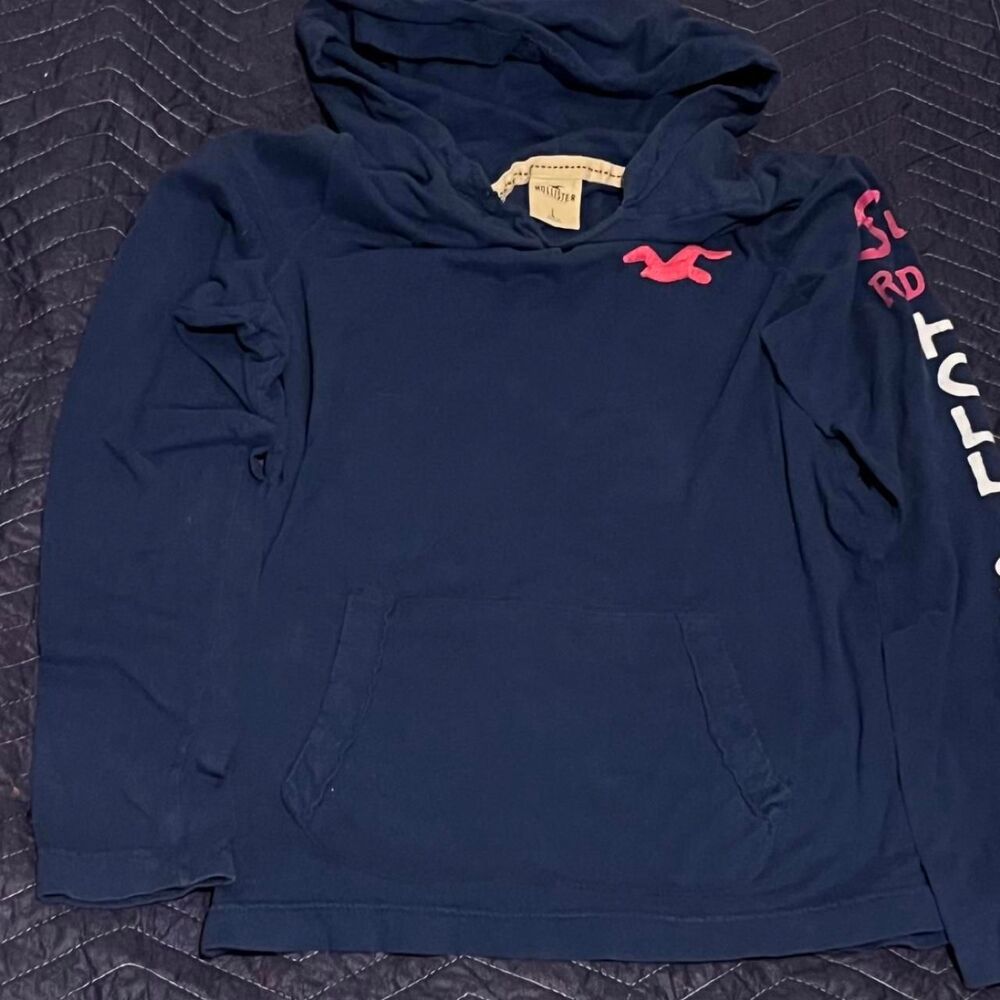 Hollister-co Women's Navy and Blue Hoodie